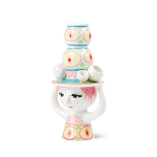 Bjørn Wiinblad Lady with Hat Candle Holder, Pink/Yellow, H: 6.3"