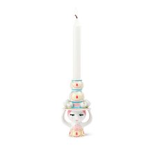 Bjørn Wiinblad Lady with Hat Candle Holder, Pink/Yellow, H: 6.3"