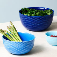 Lyngby Porcelæn Rhombe Color Serving Bowl, Dark Blue, Ø: 8.7"