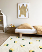 Rug LEMONS Cream / Yellow Print Round Diam. 3.9ft