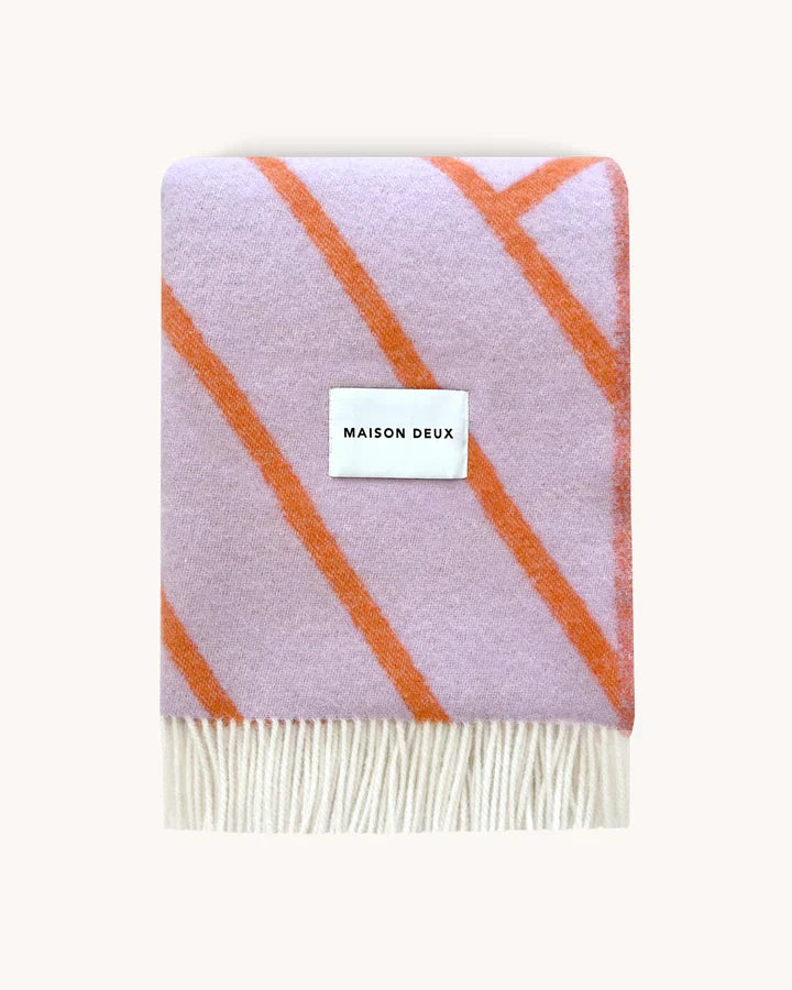 Blanket LINES Lilac / Orange 4.25 x 6.5 ft
