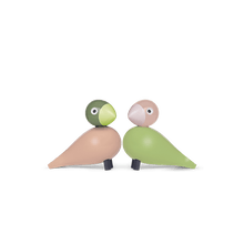Kay Bojesen Lovebirds, Light Green/Rose, H: 3.5"
