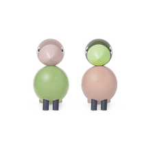 Kay Bojesen Lovebirds, Light Green/Rose, H: 3.5"