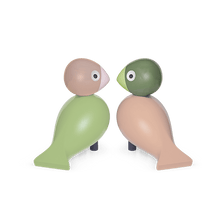 Kay Bojesen Lovebirds, Light Green/Rose, H: 3.5"
