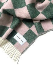 Maison Deux Blanket CHECKERBOARD Green / Pink 4.25 x 6.5 ft