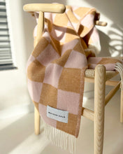 Maison Deux Blanket CHECKERBOARD Terra Brown / Pink 4.25 x 6.5 ft