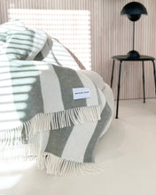 Maison Deux Blanket ROUGH STRIPE Agave Olive Green / White 4.25 x 6.5 ft