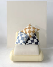 Cushion Cover CHECKERBOARD Denim Blue / White 20 x 20in