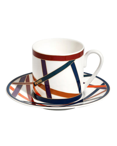 Coffee Cup & Saucer NASTRI Set of 6 in Luxury Box Multicolor diam. 2.3
