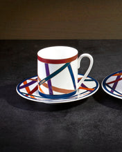 Coffee Cup & Saucer NASTRI Set of 2 in Luxury Box Multicolor diam. 2.3", H 2.5", Cap. 4 oz, Saucer diam. 4.75"