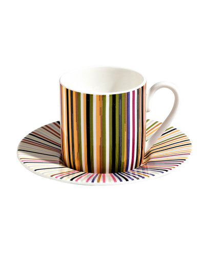 Coffee Cup & Saucer STRIPES Set of 2 in Luxury Box Jenkins 148 diam. 2.3