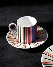 Coffee Cup & Saucer STRIPES Set of 2 in Luxury Box Jenkins 148 diam. 2.3", H 2.5", Cap. 4 oz, Saucer diam. 4.75"
