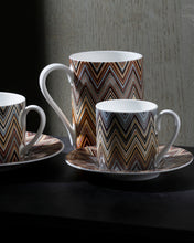 Coffee Cup & Saucer ZIG ZAG Set of 2 in Luxury Box Jarris 148 diam. 2.3", H 2.5", Cap. 4 oz, Saucer diam. 4.75"