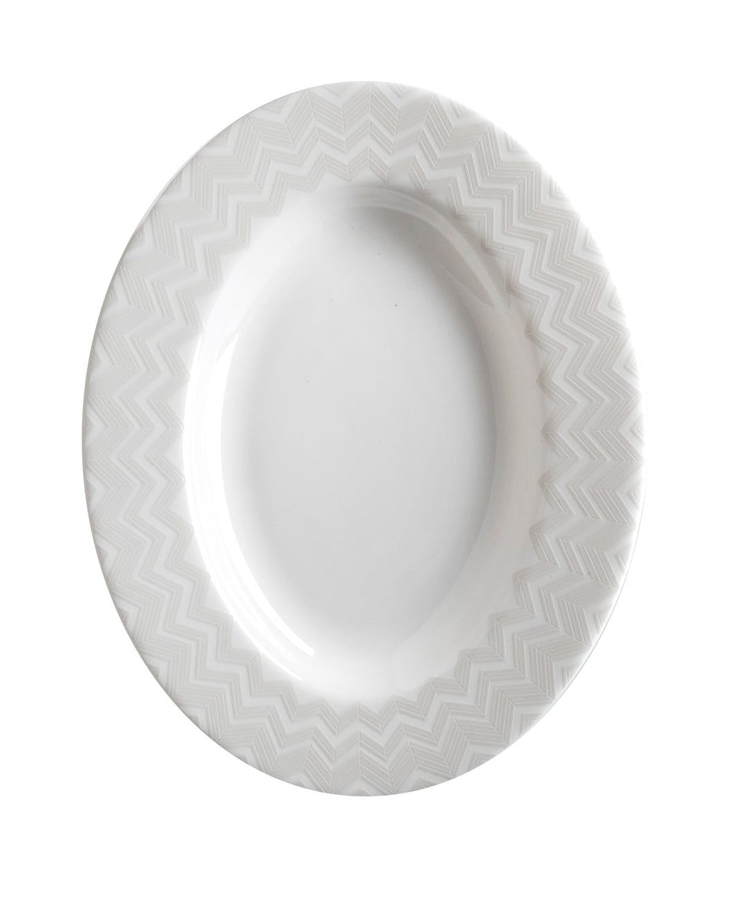 Dinner Plates ZIG ZAG Set of 6  White diam. 10.75