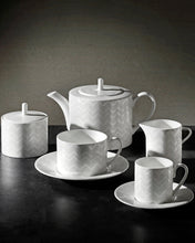 Coffee Cup & Saucer ZIG ZAG Set of 6 in Luxury Box White diam. 2.3", H 2.5", Cap. 4 oz, Saucer diam. 4.75"
