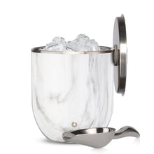 Stainless Steel Ice Bucket with Lid and Scoop, Marble
