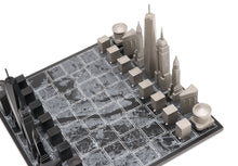 Chess Set Stainless Steel NEW YORK Edition with Wood Map Board