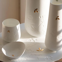 Porcelain Stories Leaf Tealight Holder with Gold Accent