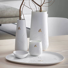 Porcelain Stories Leaf Tealight Holder with Gold Accent