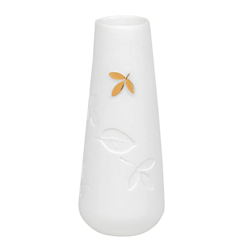 Porcelain Stories Leaf Vase With Gold Accent
