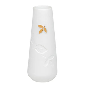 Porcelain Stories Leaf Vase With Gold Accent