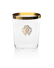 Old Fashion Glass NEW MONOGRAM  Gold diam. 3.5", H 4", cap. 14.75 oz