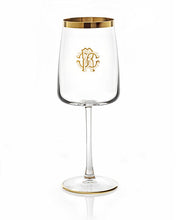 Wine Goblet NEW MONOGRAM  Gold 14.5 oz, H 8.5"