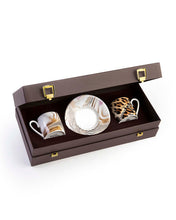 Coffee Cup & Saucer AFRICA ZIMBABWE AND DJERBA Set of 2 in Luxury Box  diam. 2.3", H 2.5", Cap. 4 oz, Saucer diam. 4.75"