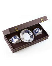 Tea Cup & Saucer AZULEJOS Set of 2 in Luxury Box diam. 3.3", H 2.3", cap. 7.5 oz, Saucer diam. 6"