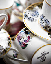 Coffee Cup & Saucer FLOWERS Set of 6 in Luxury Box  diam. 2.3", H 2.5", Cap. 4 oz, Saucer diam. 4.75"