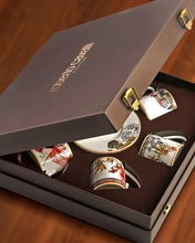 Coffee Cup & Saucer FLOWERS Set of 6 in Luxury Box  diam. 2.3", H 2.5", Cap. 4 oz, Saucer diam. 4.75"