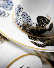Coffee Cup & Saucer FLOWERS MODEL C-E Set of 2 in Luxury Box  diam. 2.3", H 2.5", Cap. 4 oz, Saucer diam. 4.75"
