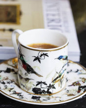 Coffee Cup & Saucer FLOWERS MODEL D-A Set of 2 in Luxury Box  diam. 2.3", H 2.5", Cap. 4 oz, Saucer diam. 4.75"