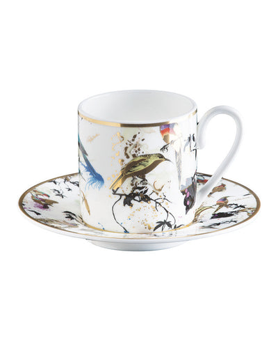 Coffee Cup & Saucer GARDEN'S BIRDS Set of 2 in Luxury Box  diam. 2.3