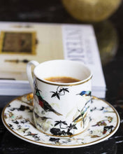 Coffee Cup & Saucer GARDEN'S BIRDS Set of 2 in Luxury Box  diam. 2.3", H 2.5", Cap. 4 oz, Saucer diam. 4.75"