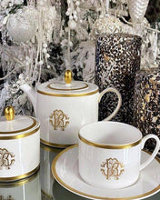 Coffee Cup & Saucer GIRAFFE Set of 2 in Luxury Box  diam. 2.3", H 2.5", Cap. 4 oz, Saucer diam. 4.75"