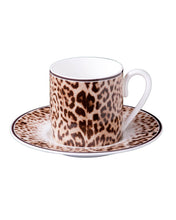 Coffee Cup & Saucer JAGUAR Set of 2 in Luxury Box  diam. 2.3", H 2.5", Cap. 4 oz, Saucer diam. 4.75"