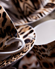 Coffee Cup & Saucer JAGUAR Set of 2 in Luxury Box  diam. 2.3", H 2.5", Cap. 4 oz, Saucer diam. 4.75"