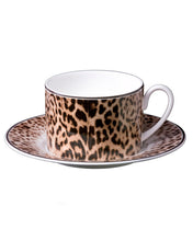 Tea Cup & Saucer JAGUAR Set of 2 in Luxury Box diam. 3.3", H 2.3", cap. 7.5 oz, Saucer diam. 6"