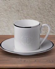Coffee Cup & Saucer LIZARD PLATIN Set of 2 in Luxury Box  diam. 2.3", H 2.5", Cap. 4 oz, Saucer diam. 4.75"