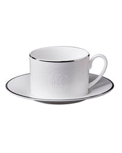 Tea Cup & Saucer LIZARD PLATIN Set of 2 in Luxury Box diam. 3.3", H 2.3", cap. 7.5 oz, Saucer diam. 6"