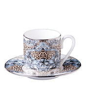 Coffee Cup & Saucer PALAZZO PITTI Set of 2 in Luxury Box  diam. 2.3", H 2.5", Cap. 4 oz, Saucer diam. 4.75"