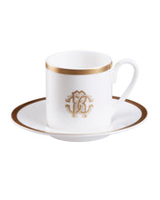 Coffee Cup & Saucer SILK Set of 2 in Luxury Box Gold diam. 2.3", H 2.5", Cap. 4 oz, Saucer diam. 4.75"