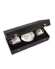 Tea Cup & Saucer SILK Set of 2 in Luxury Box Gold diam. 3.3", H 2.3", cap. 7.5 oz, Saucer diam. 6"