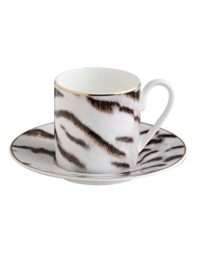 Coffee Cup & Saucer TIGER Set of 2 in Luxury Box  diam. 2.3