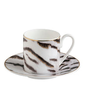 Coffee Cup & Saucer TIGER Set of 2 in Luxury Box  diam. 2.3", H 2.5", Cap. 4 oz, Saucer diam. 4.75"