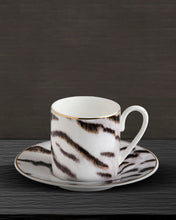 Coffee Cup & Saucer TIGER Set of 2 in Luxury Box  diam. 2.3", H 2.5", Cap. 4 oz, Saucer diam. 4.75"
