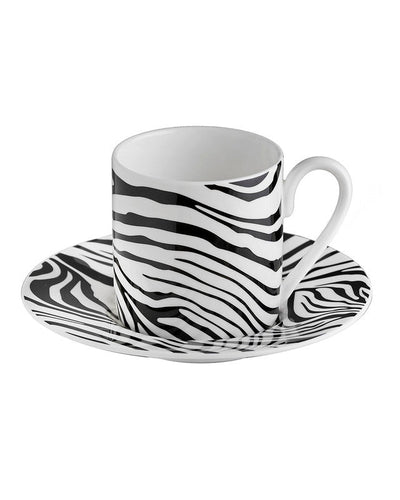 Roberto Cavalli Home Coffee Cup & Saucer ZEBRAGE Set of 2