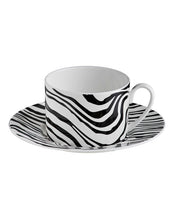 Tea Cup & Saucer ZEBRAGE Set of 2 in Luxury Box 3.3", H 2.3", cap. 7.5 oz, Saucer diam. 6"