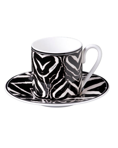 Roberto Cavalli Home Coffee Cup & Saucer ZEBRA Set of 2